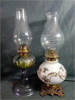 Two Beautiful Vintage Oil Lamps Measure from 17"-