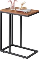 WLIVE Side Table  C Shaped  Retro Brown and Black
