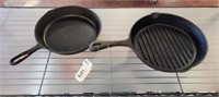 2 PC CAST IRON PANS