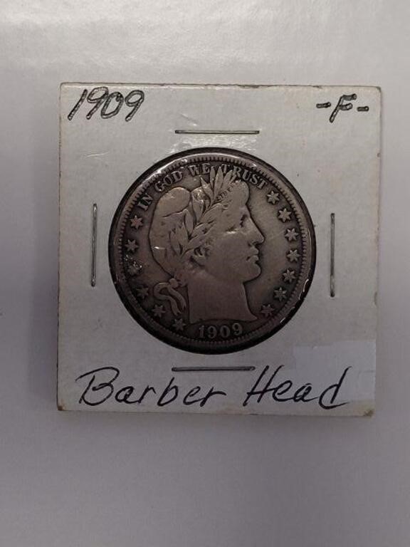 1909 SILVER BARBER HALF DOLLAR