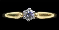 10K Yellow gold diamond solitaire ring, approx.