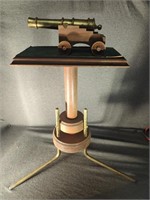 Naval Brass Signal Cannon Mounted on Wood Stand