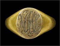 10K Yellow gold monogrammed baby ring,