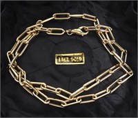 14K Yellow gold 24" open link chain necklace,