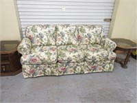 Floral 3-Cushion Sofa & (2) End Tables