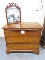 Cherry Wood 3-Drawer Dresser & MIrror