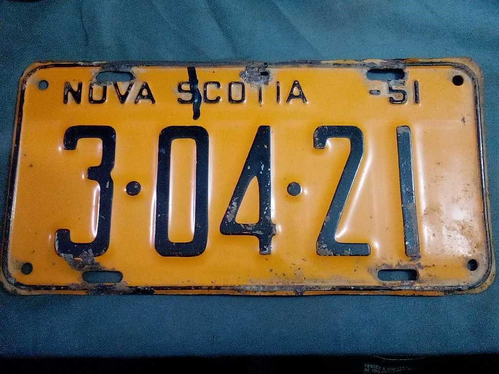 1951 Vintage Nova Scotia License Plate
