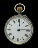 Silver open face pocket watch