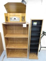 Modern Oak Bookcase, VHS Tape Holder &
