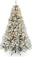 Okicoler 6.5ft Pre-Lit Flocked Christmas Tree