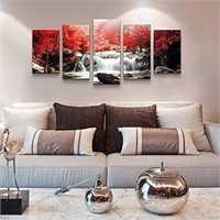 $100 5-Piece Red Woods Waterfall Canvas Print