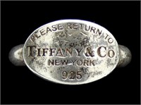 Sterling silver vintage Tiffany ring, out of