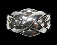 Sterling silver 6-band puzzle ring, new, size 8,