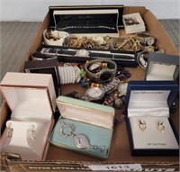 TRAY OF ASSORTED JEWELRY, WATCHES, COSTUME