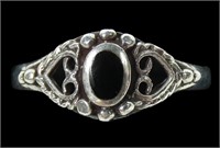 Sterling silver vintage black onyx ring, size 8