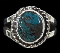 Sterling silver bezel set turquoise ring, size 5