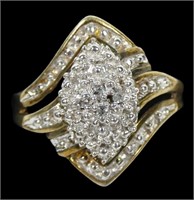 18K Yellow gold over sterling pave diamond