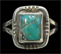 Sterling silver bezel set turquoise ring, size 5