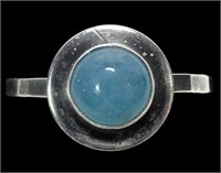 Sterling silver bezel set pretty blue stone ring