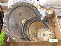 SILVERPLATE PLATTERS, CORBELL COVERED BUTTER DISH>