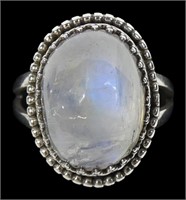 Sterling silver cabochon moonstone ring,