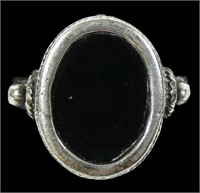 Sterling silver bezel set black onyx ring,