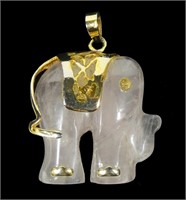 Rose quartz lucky elephant pendant