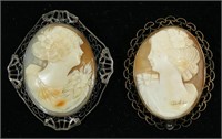 Lot, Victorian cameo pin/pendants, one gold