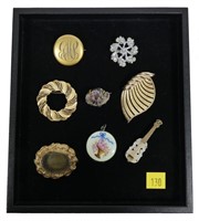 Lot, vintage pins, including gold filled, Trifari