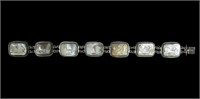 .800 Silver 7" carved mother of pearl bracelet