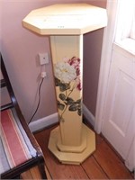 VINTAGE PLANT STAND- PAINTED W/ FLORAL DECAL