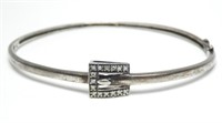 Sterling silver belt design hinged bangle bracelet