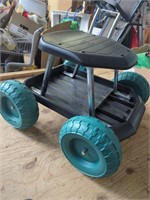 Rolling Garden Work Scooter with Tool Tray