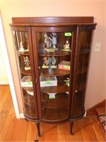 VINTAGE BOW FRONT OAK CHINA CABINET 35 x 15 x 63