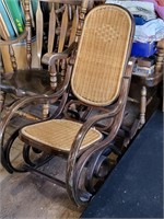 VTG Wood & Cane Back/Seat Rocking Chair
