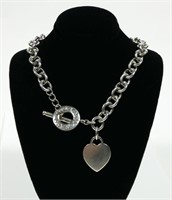 Sterling silver 16" toggle clasp chain necklace