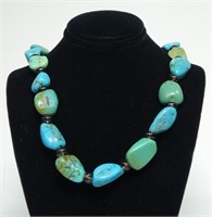 18" Turquoise bead necklace with sterling silver