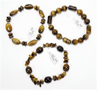x3- Sterling silver and tiger eye stretch