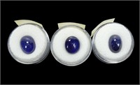 Lot, 3 oval cabochon blue gemstones, test as