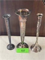 2 WEIGHTED STERLING CANDLE HOLDERS (1 REED & >>>>