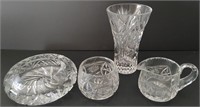 Nice Lot 4 pcs. Pinwheel Crystal Cream & Sugar