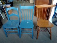 Three Vintage Chairs Measure from 15.5"- 17" x