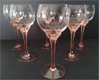 Rose Coloured Wine Glasses (6) 7"T