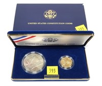 1987 U.S. Constitution $5 gold and silver dollar