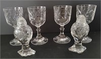 Four Pinwheel Crystal Wine Glasses & Matching