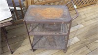 RUSTY METAL VITNAGE MICROWAVE CART