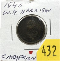 1840 Harrison political coin
