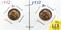 x2- 1952 Lincoln cents, Unc., -x2 cents, SOLD by