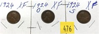 1924-P,D,S Lincoln cents