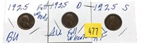 1925-P,D,S Lincoln cents